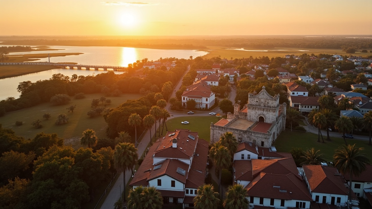 St. Augustine Florida historic district aerial view